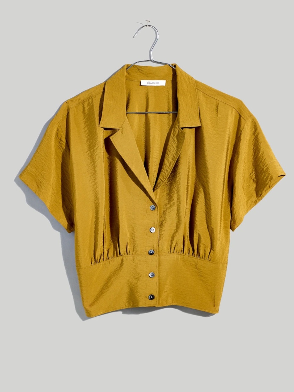 Madewell Drapey Banded Bottom Button Down Top Spiced Olive size M
